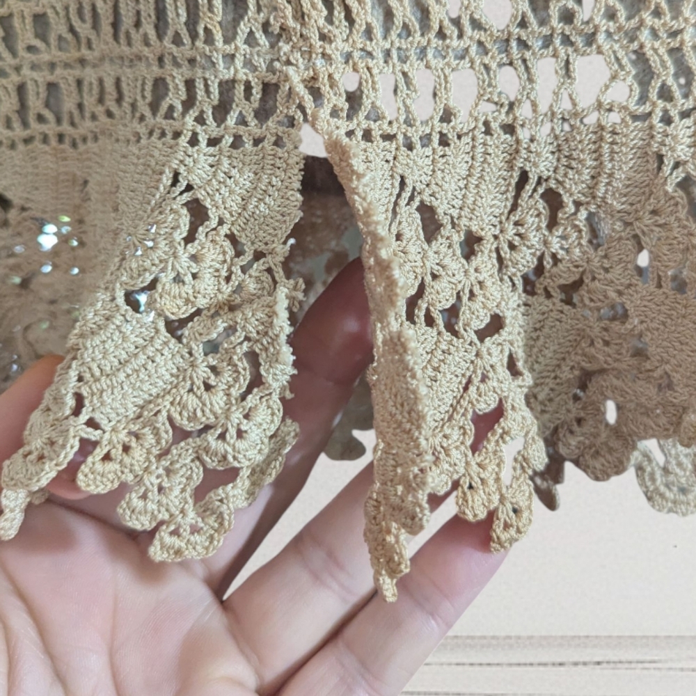 EUC NATURAL LIFE Tan Tank Top with Tan Lace Crochet Trim Size XL - Picture 5 of 5